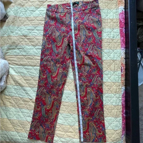Lauren Ralph Lauren Red Paisley Dress Pants, Women's Size 2P - Picture 9 of 9